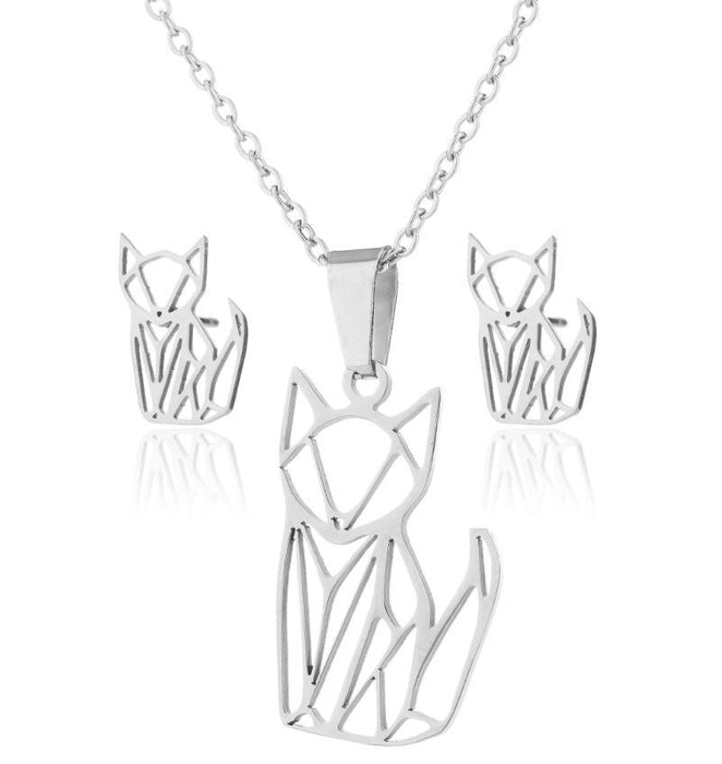 Cat and Dog Pendant Necklace Set - Cute and Stylish Animal Jewelry