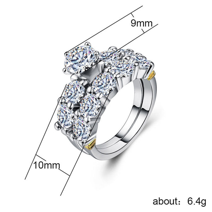 Luxury zircon ring 18K gold plated three-piece set wholesale