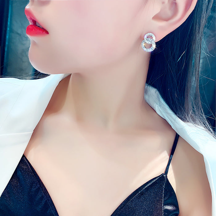 Pendientes circulares con personalidad de chica coreana, temperamento dulce