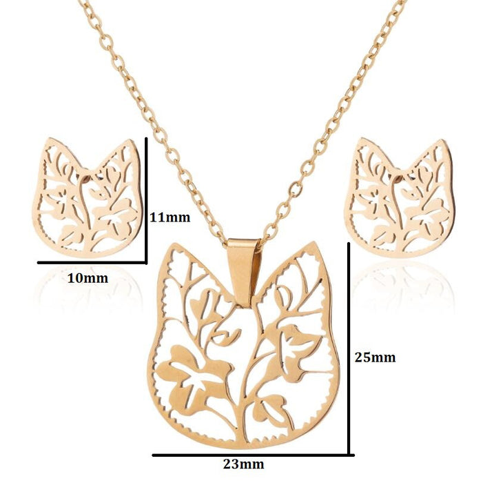 Cat and Dog Pendant Necklace Set - Cute and Stylish Animal Jewelry