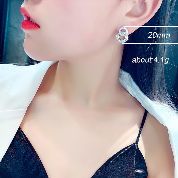 Pendientes circulares con personalidad de chica coreana, temperamento dulce