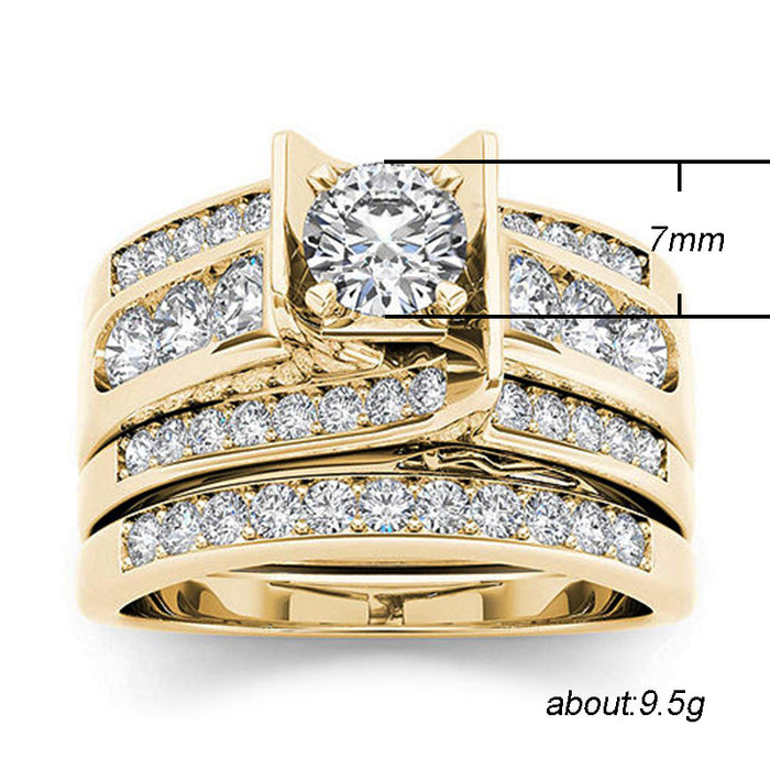 Zircon diamond couple rings for women with exaggerated wedding design