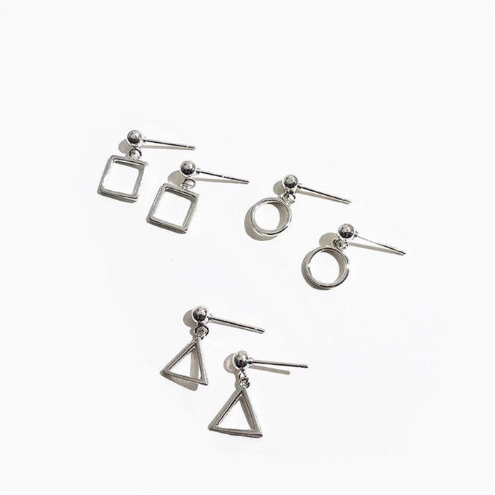 Geometric triangle long earrings fashionable and simple earrings two-piece set