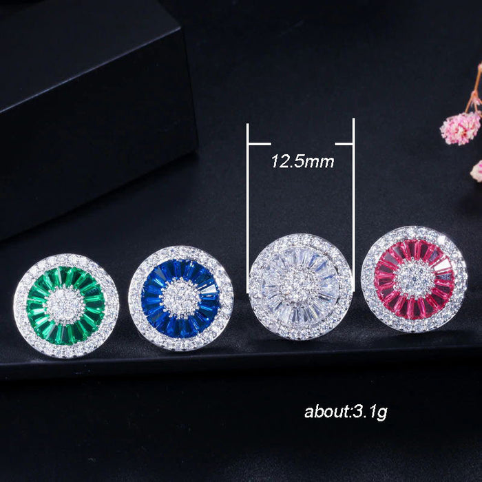 Full diamond zircon large round earrings