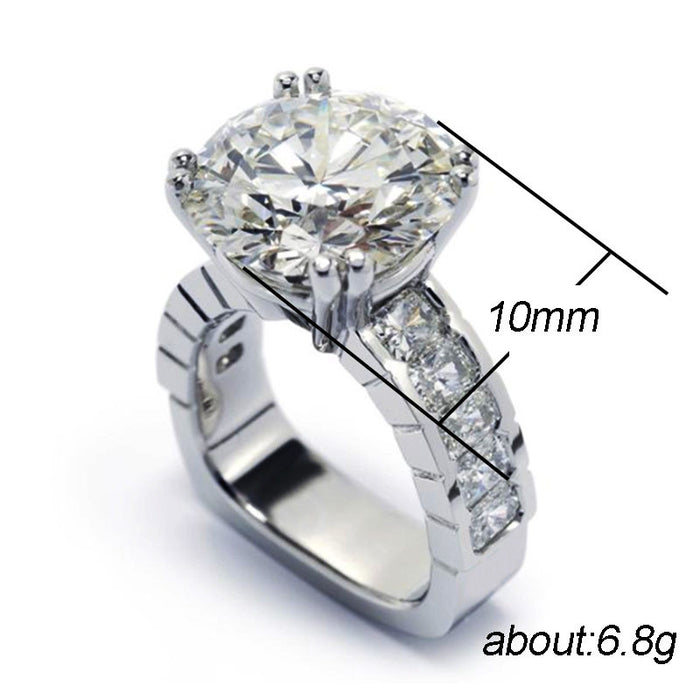 Exaggerated octagonal zirconium diamond ring retro jewelry