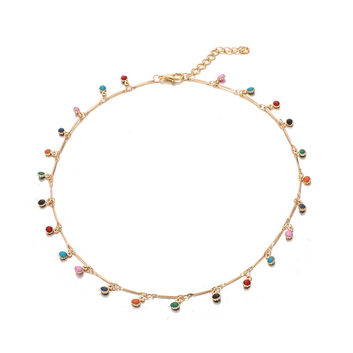 Candy-Colored Tassel Necklace with Beaded Choker