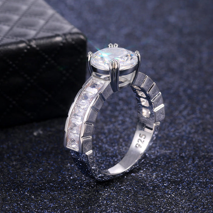 Exaggerated octagonal zirconium diamond ring retro jewelry