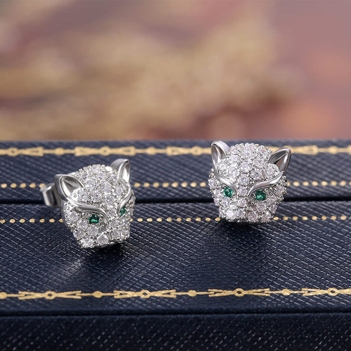 Pendientes con cabeza de leopardo y diamantes