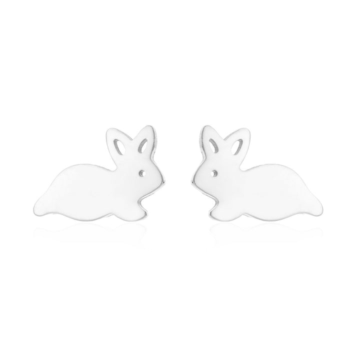 Rabbit and Cat Stainless Steel Earrings - Cute and Playful Animal Jewelry