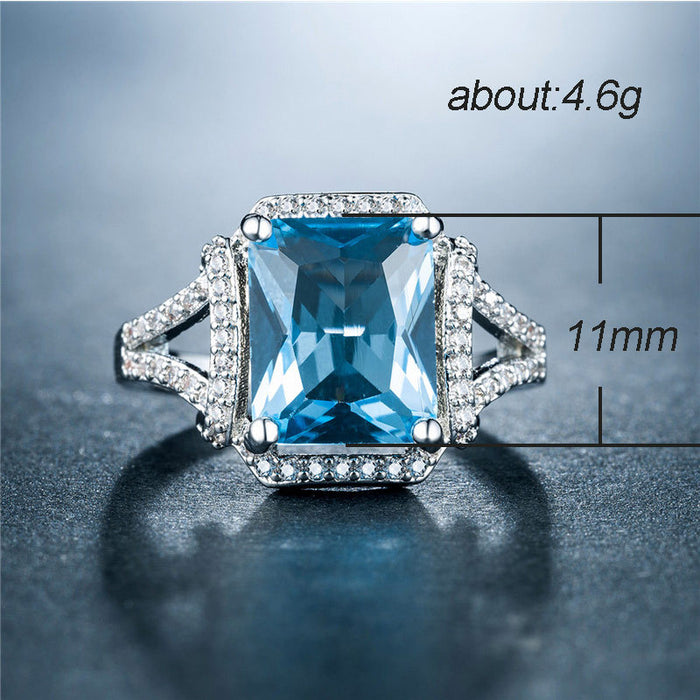 Platinum plated zircon engagement ring European and American hot selling women's jewelry wholesale