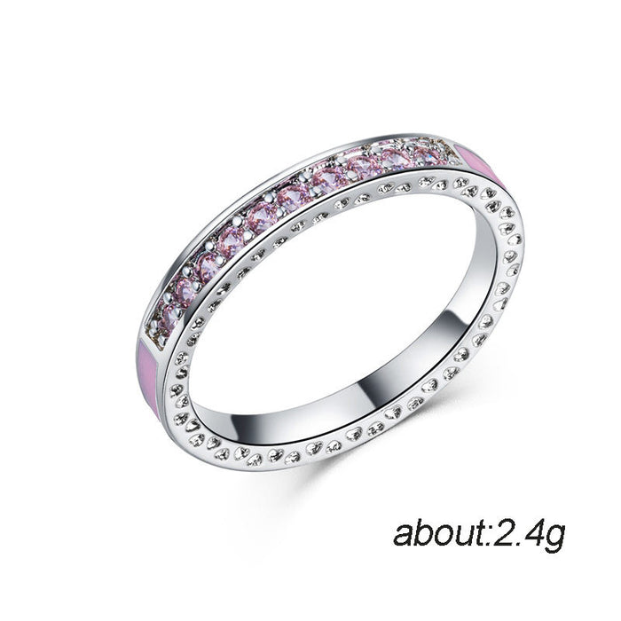 Anillo doble de circonita de imitación de diamante multicolor, joyería de moda europea y americana para damas