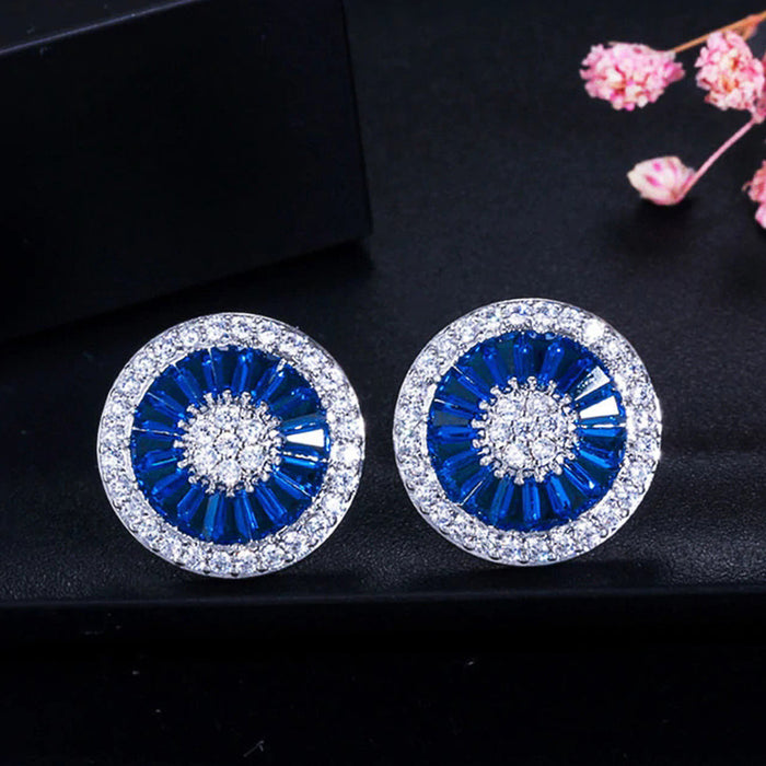 Full diamond zircon large round earrings