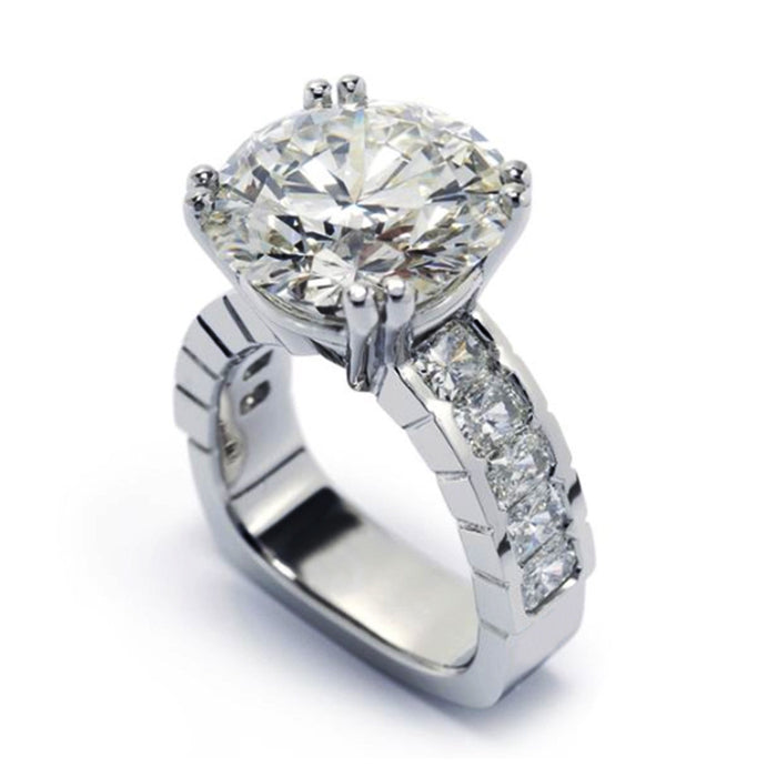Exaggerated octagonal zirconium diamond ring retro jewelry