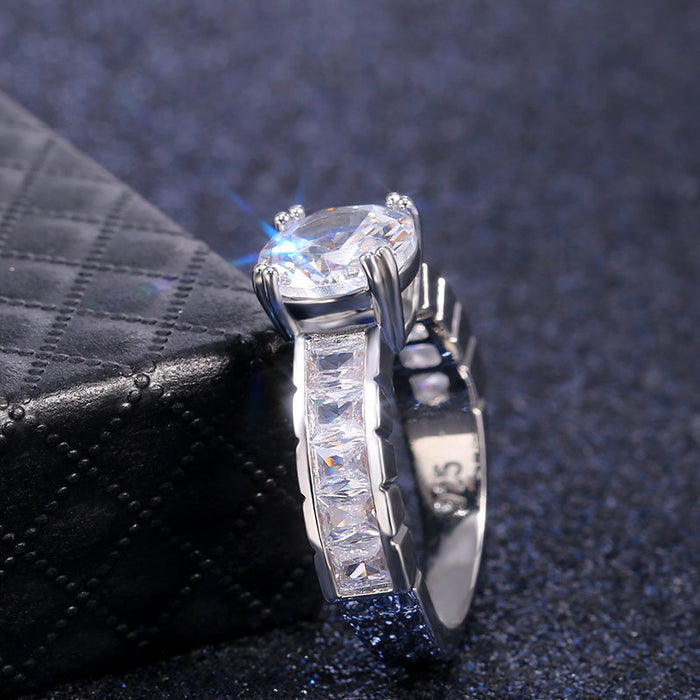 Exaggerated octagonal zirconium diamond ring retro jewelry