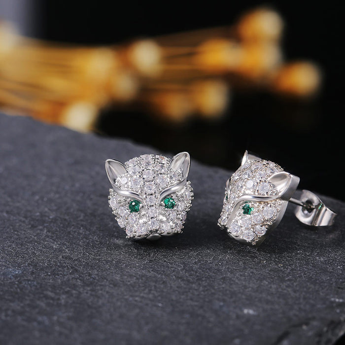 Pendientes con cabeza de leopardo y diamantes