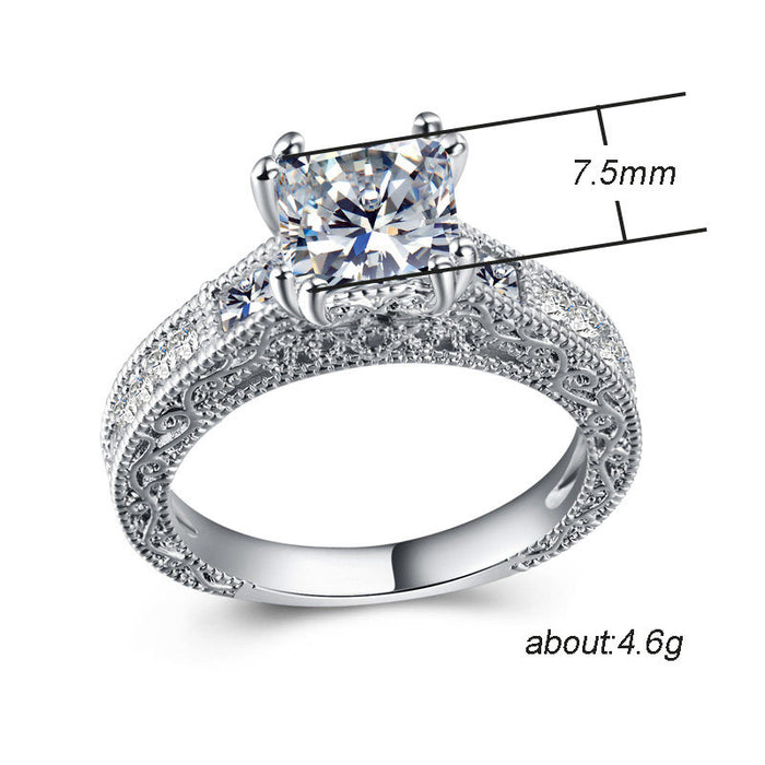 Hot selling European and American platinum plated ladies zircon ring fashionable OL jewelry wholesale