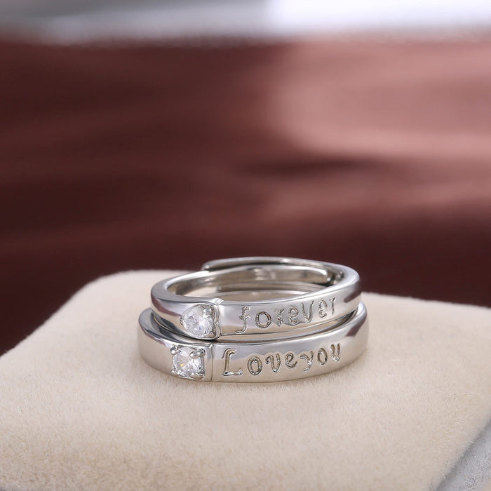 English engraved couple forever love you ring wedding ring