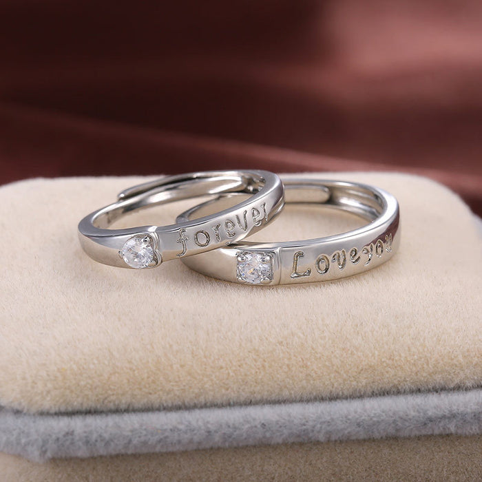 English engraved couple forever love you ring wedding ring