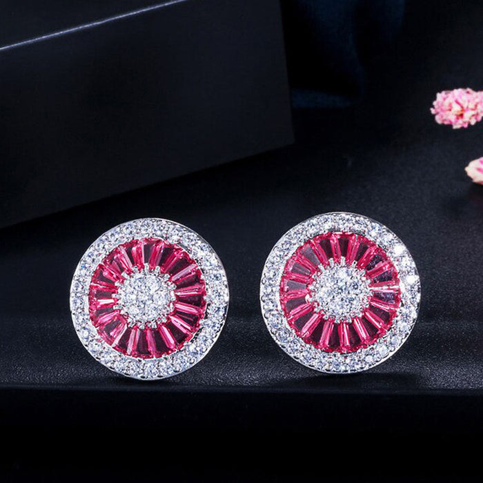 Full diamond zircon large round earrings