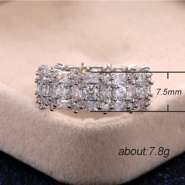 AAA grade four-claw inlaid zircon full circle ring couple jewelry