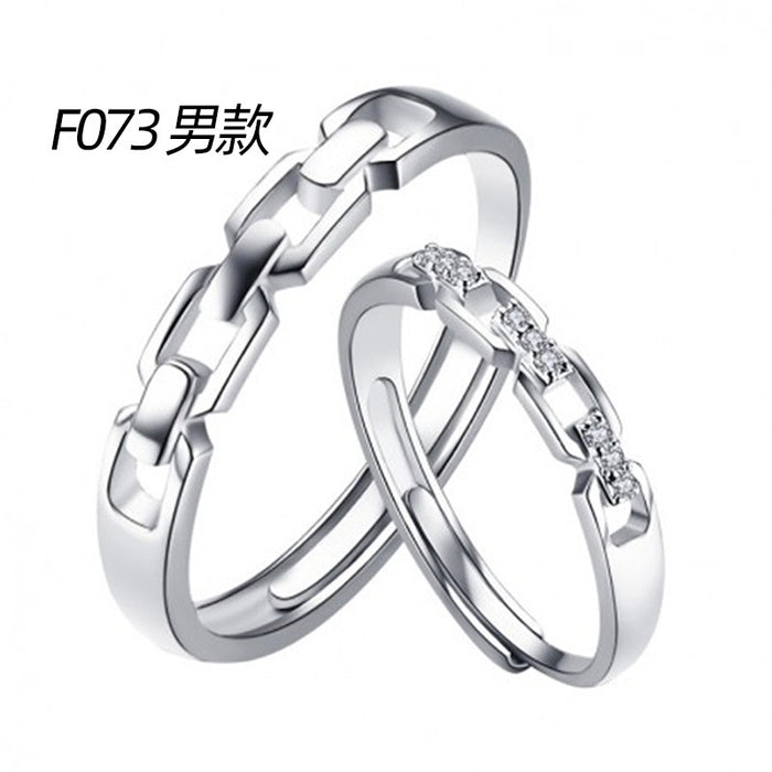 Platinum-plated couple rings with movable engraving design