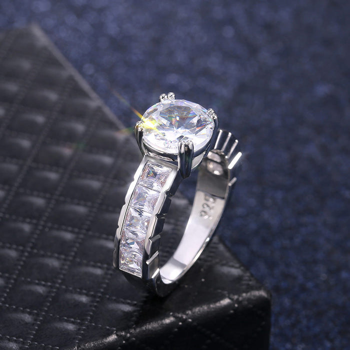 Exaggerated octagonal zirconium diamond ring retro jewelry