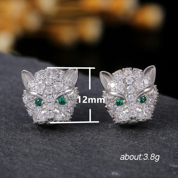 Pendientes con cabeza de leopardo y diamantes