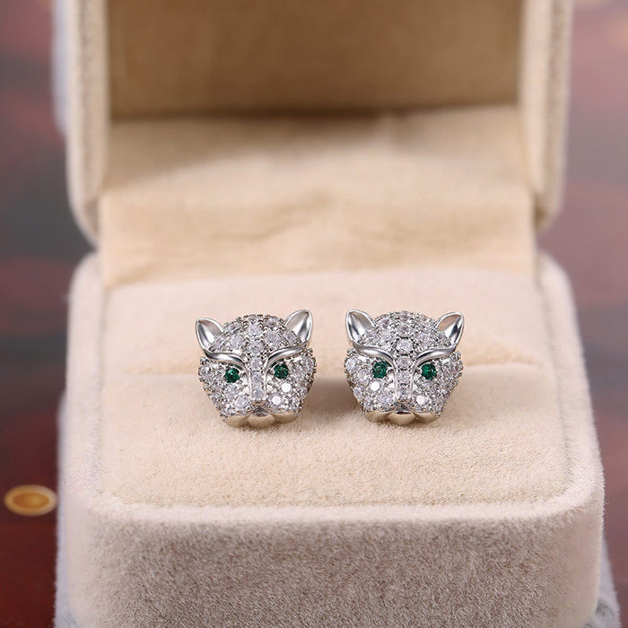 Pendientes con cabeza de leopardo y diamantes