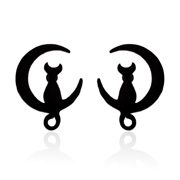 Rabbit and Cat Stainless Steel Earrings - Cute and Playful Animal Jewelry