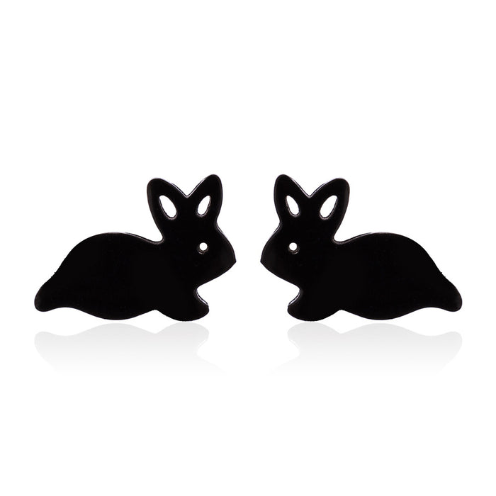 Rabbit and Cat Stainless Steel Earrings - Cute and Playful Animal Jewelry