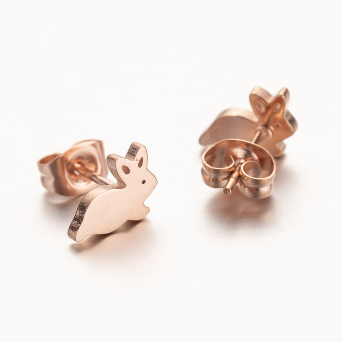 Rabbit and Cat Stainless Steel Earrings - Cute and Playful Animal Jewelry