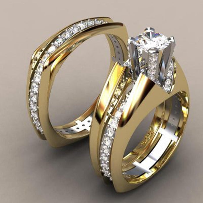 AAA luxury gold-plated color-separated simulated diamond ring