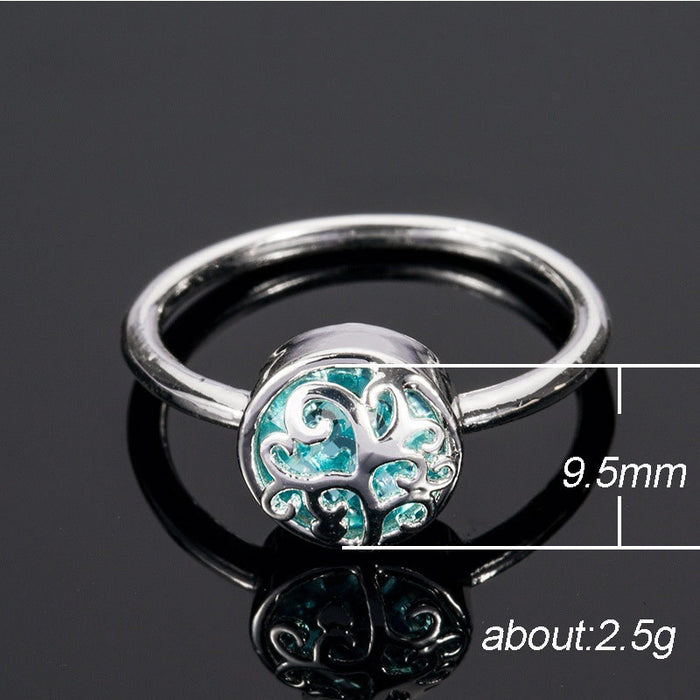 Green crystal tree of life ring elegant women's jewelry new product