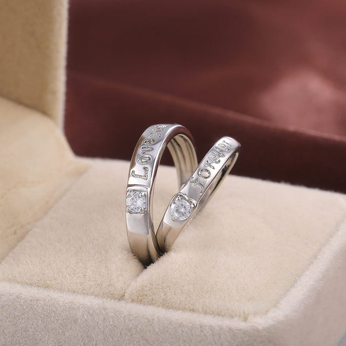 English engraved couple forever love you ring wedding ring