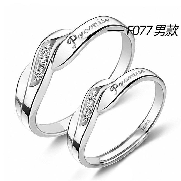 Platinum-plated couple rings with movable engraving design