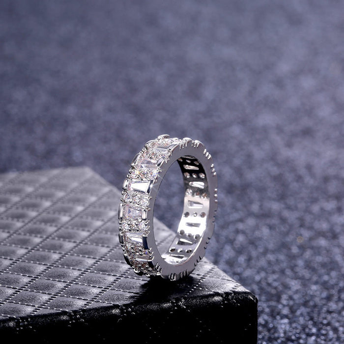 AAA grade full diamond irregular shaped zircon ring female jewelry