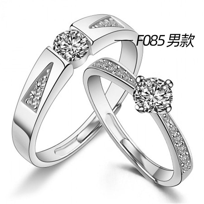 Platinum-plated couple rings with movable engraving design