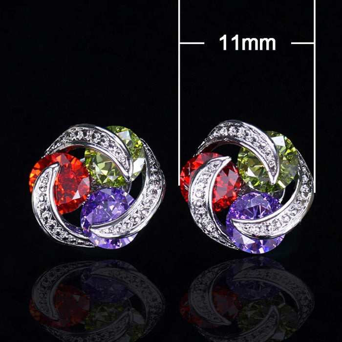 Mix and match colorful zircon earrings for everyday wear