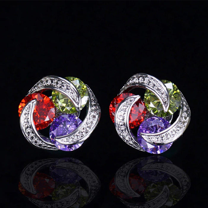 Mix and match colorful zircon earrings for everyday wear