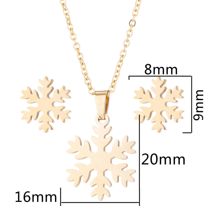 Christmas running deer snowflake feather hollow skull earrings necklace European and American wholesale