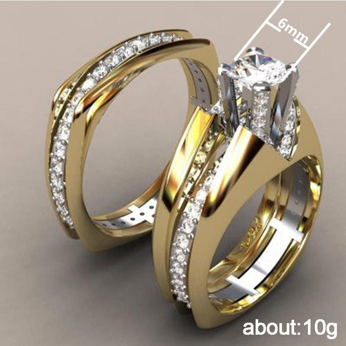 AAA luxury gold-plated color-separated simulated diamond ring