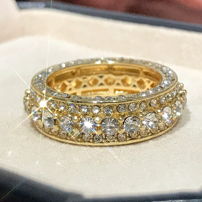 Anillo de aleación con diamantes redondos y creativo y elegante.