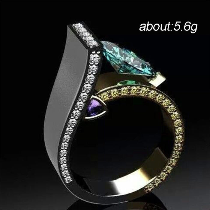 Wedding Engagement Modern Blue Crystal Zirconia Ring