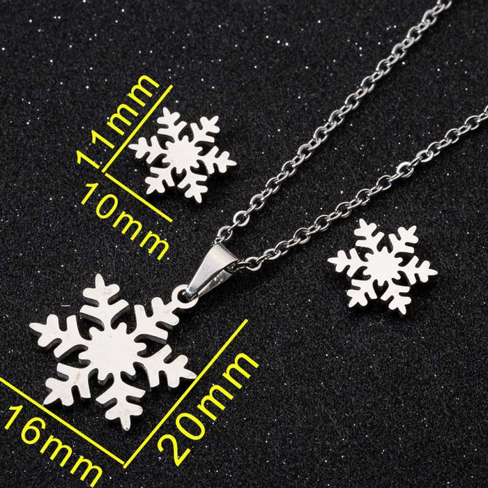 Christmas running deer snowflake feather hollow skull earrings necklace European and American wholesale