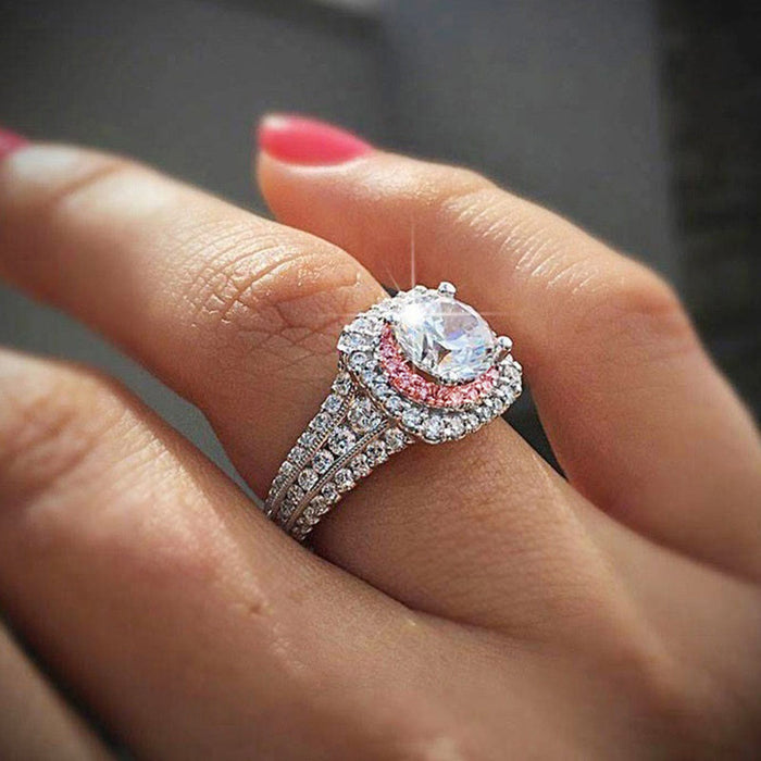 Anillo de princesa con ocho corazones y ocho flechas para parejas, joyería nupcial