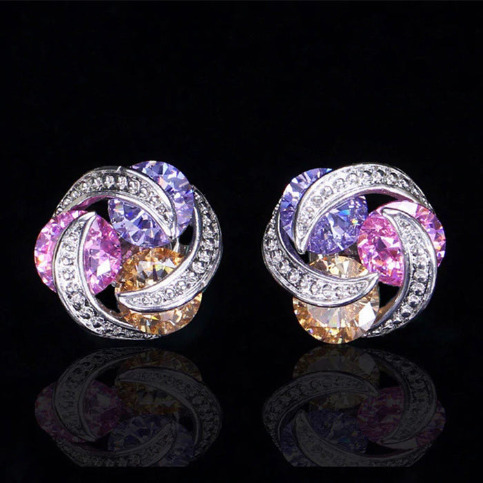 Mix and match colorful zircon earrings for everyday wear