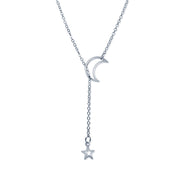 Gold and silver alloy moon and star necklace - wallojewerly 