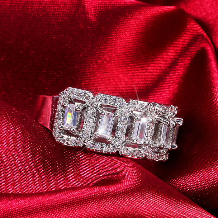 Anillo de cobre con diamantes y circonitas de gran tamaño a la moda, fuente de joyería Yiwu