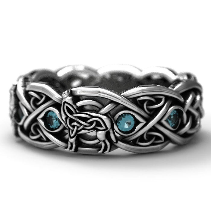 Wolf Totem Men's Ring Cross Line Trendy Design