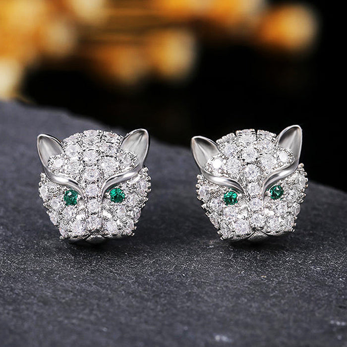 Pendientes con cabeza de leopardo y diamantes